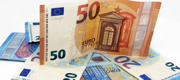 Банкноты Евро Куча Бумажных Банкнот Евро Европейская Валюта Евро Деньги — стоковое фото