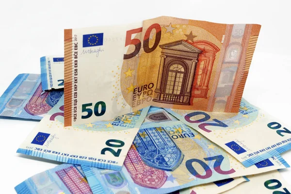 Банкноты Евро Куча Бумажных Банкнот Евро Европейская Валюта Евро Деньги — стоковое фото