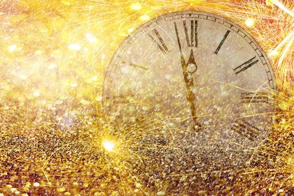 Fireworks New Year Clock Countdown New Years Str Clock 태어나는 — 스톡 사진