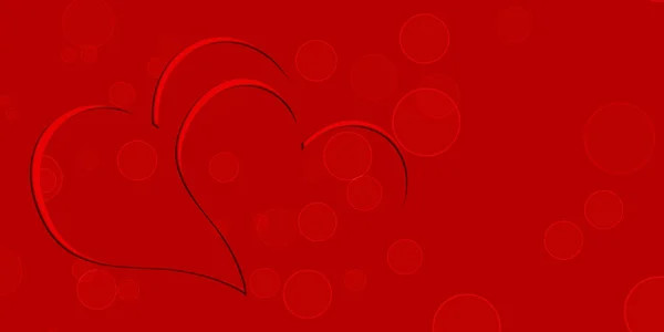 Red template with two stylized hearts,