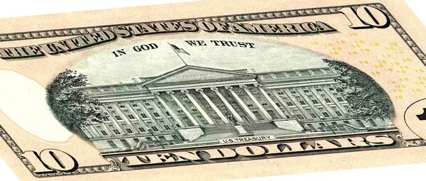 On dolar ters tarafında yakından ayrı tut beyaz arka plan üzerinde.