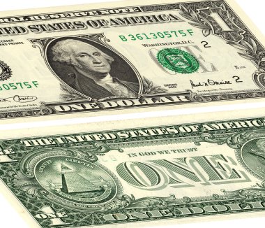bir dolar ABD. Ön ve yan ters.