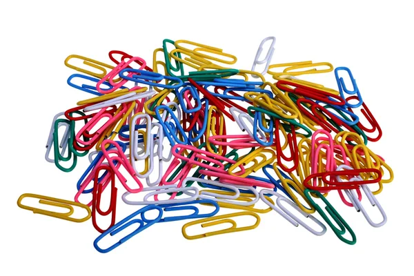 Colorful paperclips isolated on white background — Stock Photo, Image