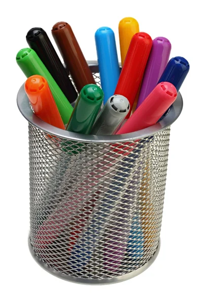 Skupina z barevné fixy ve sklenici — Stock fotografie