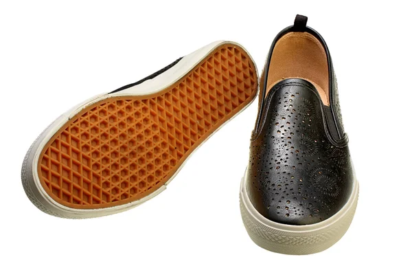 Μαύρο casual slip-για παπούτσια — Φωτογραφία Αρχείου