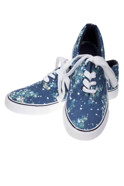 beyaz izole mavi kayma rahat ayakkabılar