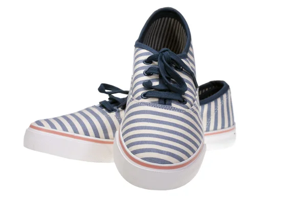 izole beyaz çizgili kayma casual Ayakkabı