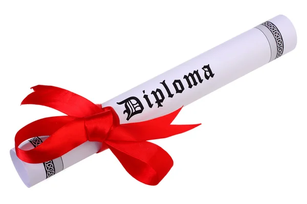 Diploma üzerinde beyaz izole kaydırma