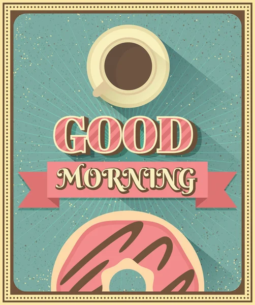 Dobré ráno s kávou a kobliha — Stockový vektor