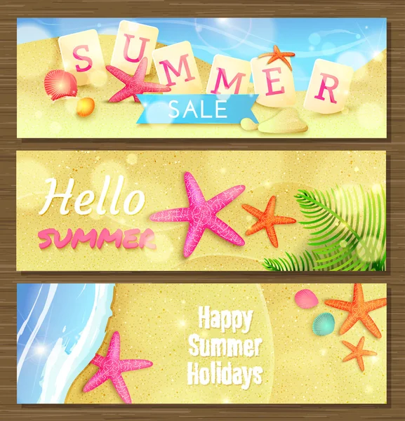 Vacaciones de verano y pancartas de viaje — Archivo Imágenes Vectoriales