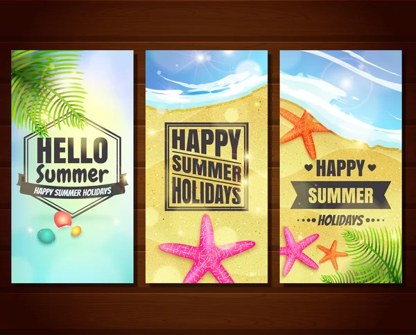 Vacaciones de verano y pancartas de viaje — Archivo Imágenes Vectoriales