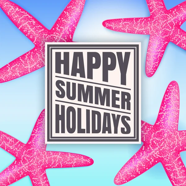Joyeuses vacances d'été. Fond d'été avec des étoiles de mer . — Image vectorielle