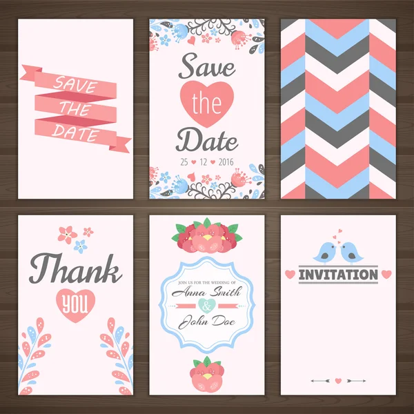 Set di carte romantiche — Vettoriale Stock