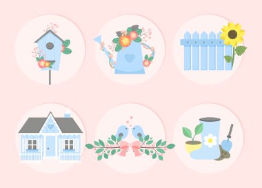 Bahçe ayarlayın. Vektör çizim