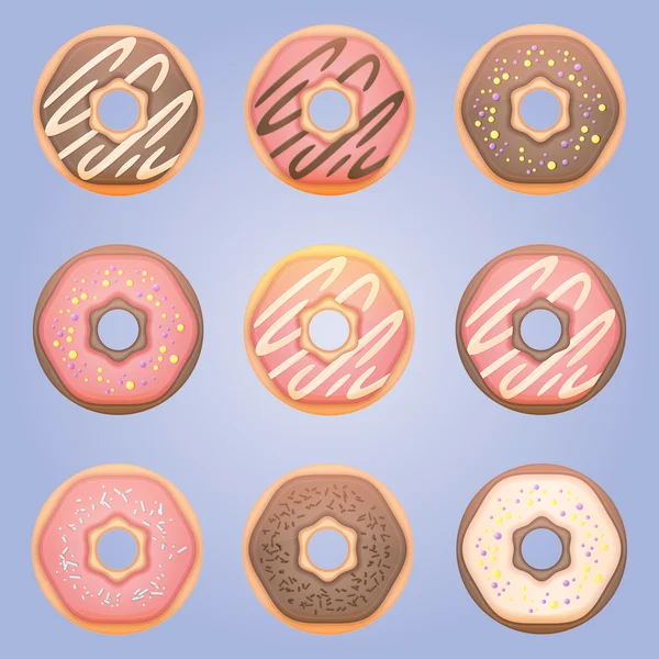 Sweet donut set — Stock Vector