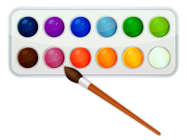 Watercolor paint icon with brush — Stock Vector