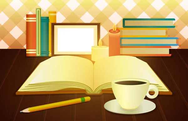 açık bir kitap ve kahve
