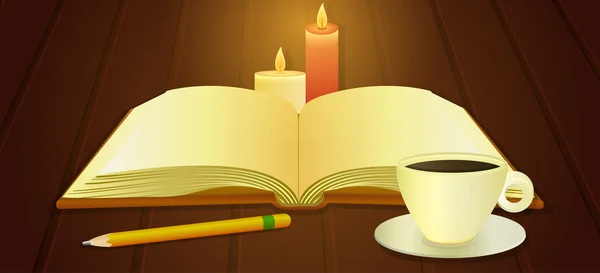 açık bir kitap ve kahve