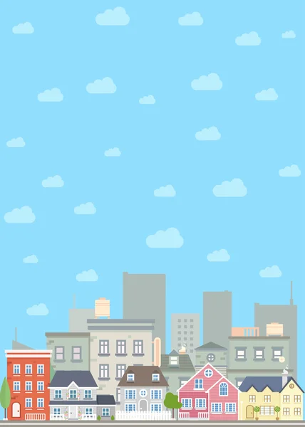 Platt stadsbilden bakgrund — Stock vektor