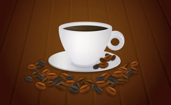 Cup of coffee and coffee beans — Stock Vector