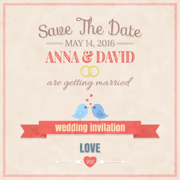 Save The Date, Wedding Invitation Card — Stock Vector