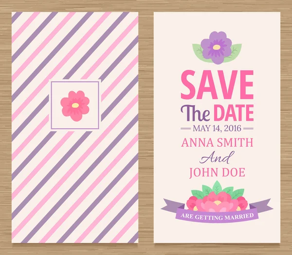 Guardar la fecha, Tarjeta de invitación de boda — Vector de stock