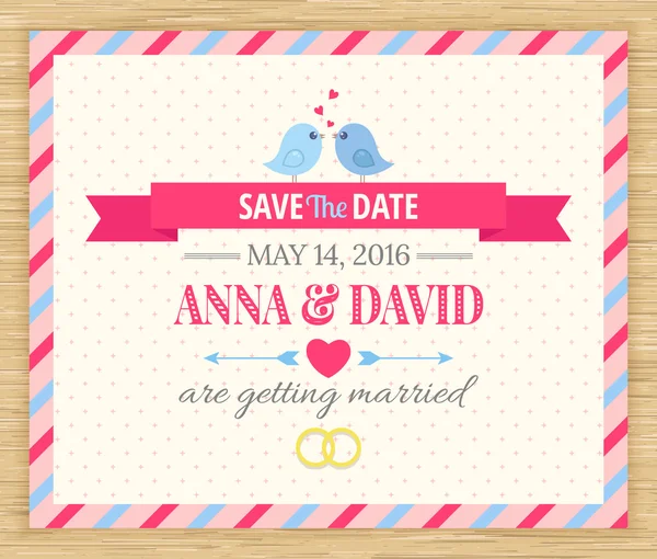 Save The Date, Wedding Invitation Card — Stock Vector