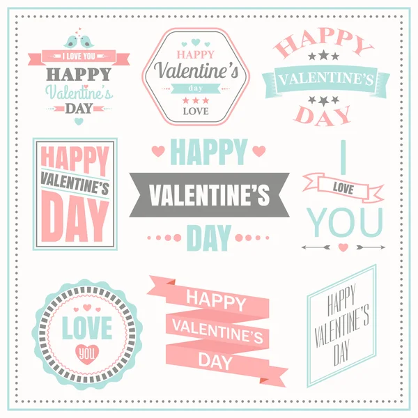 Set de etiquetas, emblemas y elementos tipográficos para San Valentín — Vector de stock