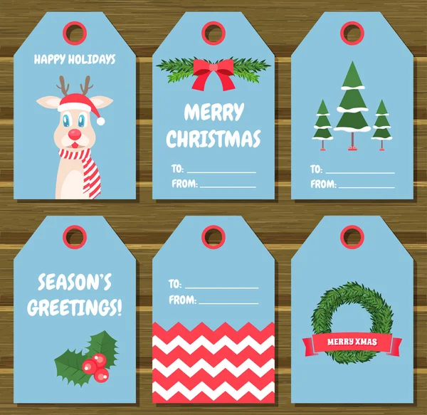 Verzameling van zes Christmas gift tags. — Stockvector