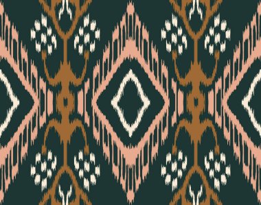 Endonezya ve diğer Asya ülkelerindeki kumaş üzerinde geleneksel olarak etnik ikat vektör şablonu deseni