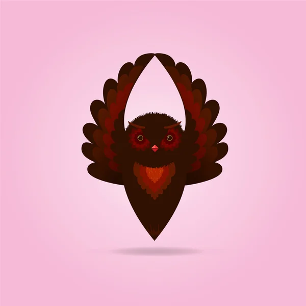 Flying owl on pink background — 图库矢量图片