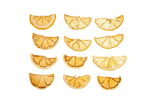Getrocknete Zitrusfrüchte Chips Auf Einem Transparenten Weißen Hintergrund Set Von — Stockfoto