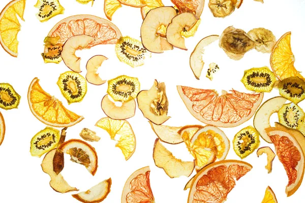 Croustilles Fruits Secs Sur Fond Blanc Transparent Pamplemousse Orange Banane Images De Stock Libres De Droits