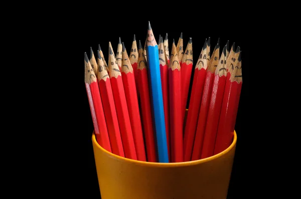 Merry pencil among sad — Stock Photo, Image