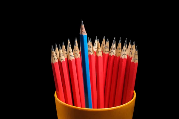 Merry pencil among sad — Stock Photo, Image