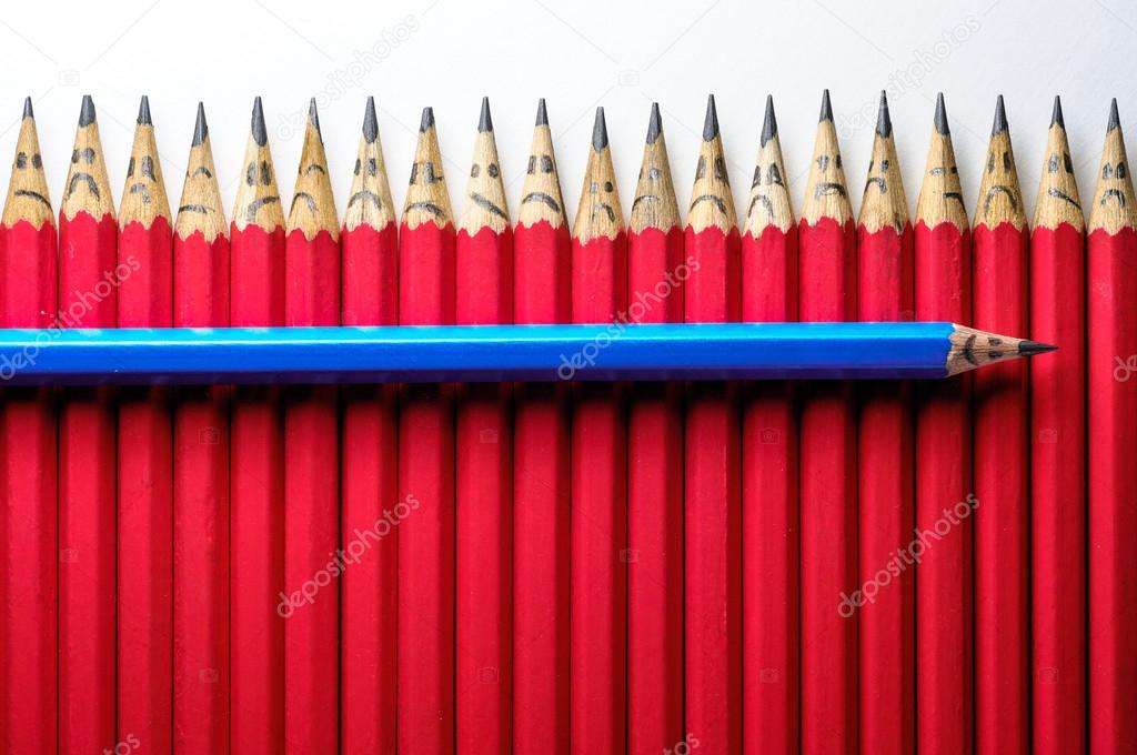 merry pencil among sad