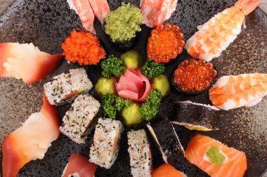 Assorted sushi platter clipart