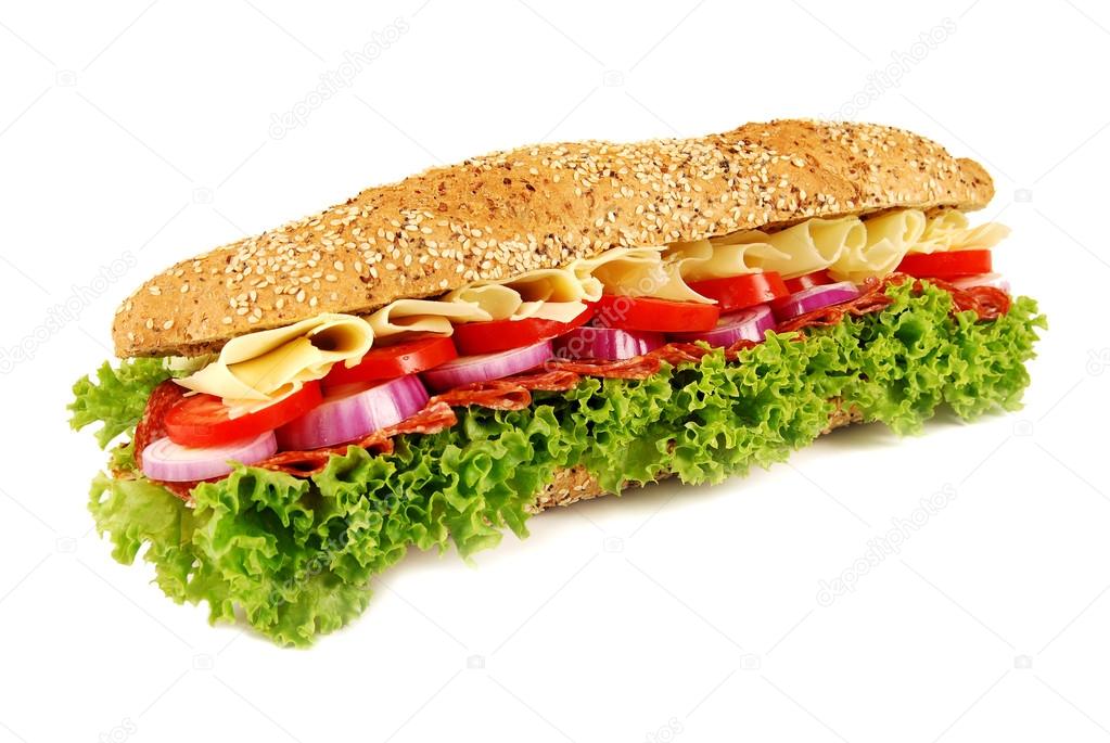 Ham & cheese baguette sandwich