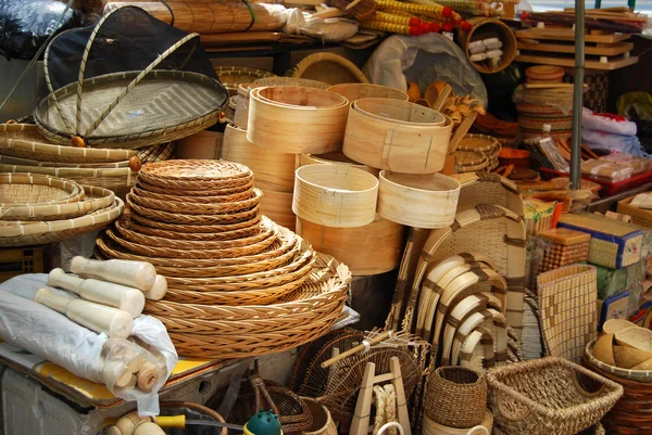 Asian market of bamboo crafts