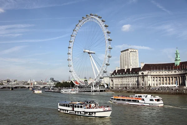 Landschaft der Themse mit Londonauge — Stockfoto