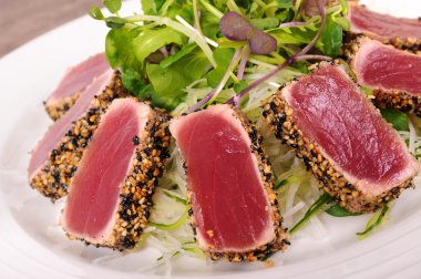 Seared tuna salad closeup clipart