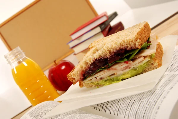 Serie pranzo scolastico: sandwich al tacchino — Foto Stock