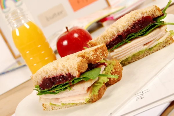 Serie pranzo scolastico: sandwich al tacchino — Foto Stock