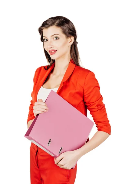 Mujer joven sobre fondo blanco — Foto de Stock