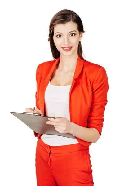 Young woman against white background — Stock Photo, Image