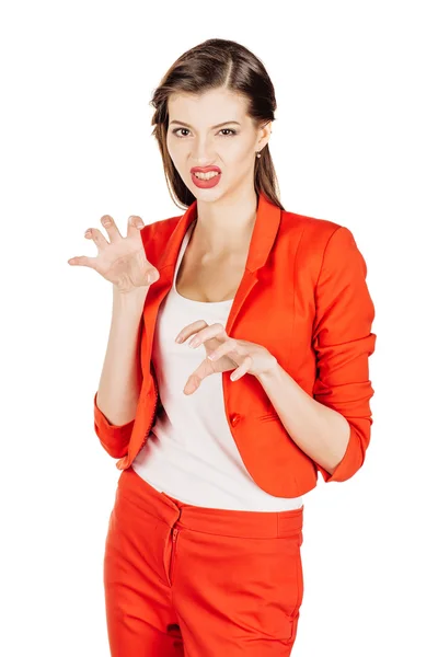 Joven mujer de negocios en traje rojo — Foto de Stock