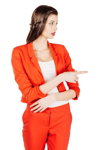 Giovane donna d'affari in abito rosso — Foto Stock