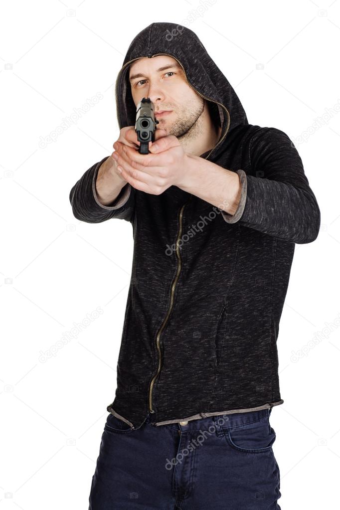 young man with weapon