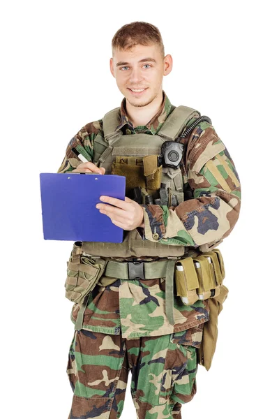 Στρατιωτικό Επάγγελμα Άνθρωποι Και Πολέμου Έννοια Αρσενικό Στρατιώτης Στο Καμουφλάζ — Φωτογραφία Αρχείου