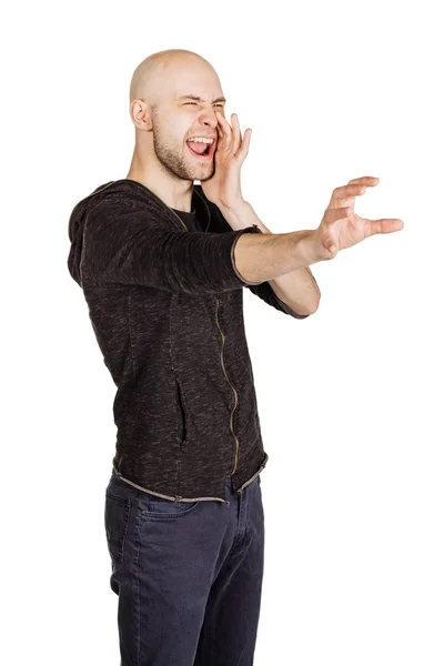 Jeune homme à capuche et jeans — Photo